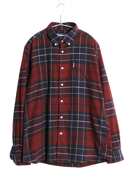 バブアー チェック 長袖 ボタンダウン シャツ メンズ M / TAILORED FIT 起毛 コットン ネルシャツ ワンポイント ポケット付き マルチカラー
