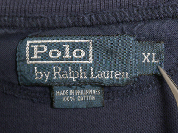 90s ポロ ラルフローレン ヘンリーネック 半袖 Tシャツ メンズ XL / オールド マチ付き 段リブ シングルステッチ カットソー 大きいサイズ