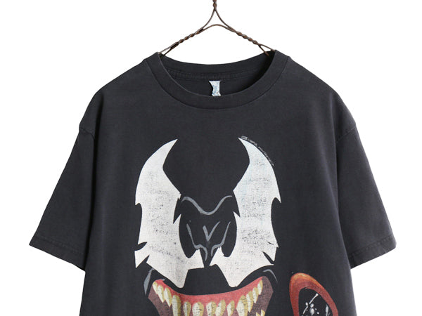 00s ★ ヴェノム イラスト プリント Tシャツ メンズ M / 古着 オールド ムービー 映画 マーベル スパイダーマン キャラクター アメコミ 黒