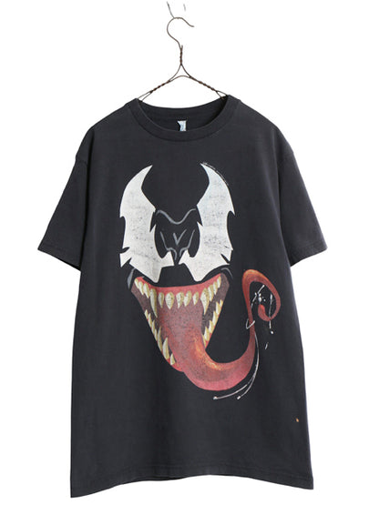 00s ★ ヴェノム イラスト プリント Tシャツ メンズ M / 古着 オールド ムービー 映画 マーベル スパイダーマン キャラクター アメコミ 黒