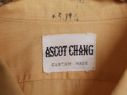 60s 70s ビスポーク ★ アスコットチャン 長袖 ドレス シャツ メンズ L 程/ 古着 ヴィンテージ カスタムメイド ダブルカフス コットン 無地