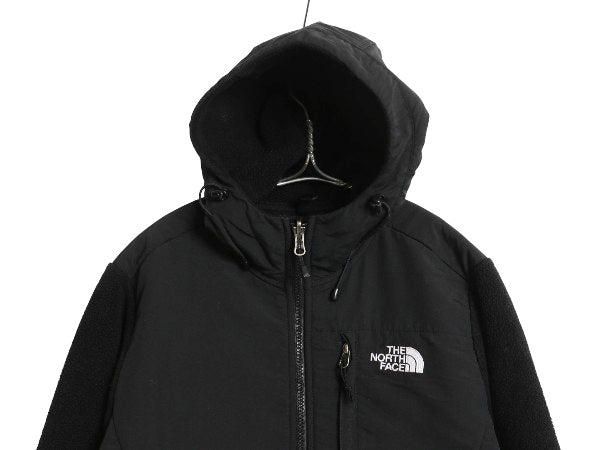 ノースフェイス フード付き デナリ ジャケット レディース S / アウトドア フリース ナイロン パーカー ジャンパー フルジップ ブルゾン 黒