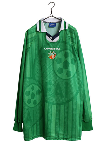 90s 00s ☆ アンブロ アイルランド 代表 長袖 サッカー ユニフォーム メンズ XL オールド 98 99 00 当時物 フットボール ナショナル ホーム