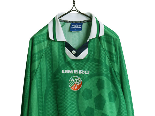 90s 00s ☆ アンブロ アイルランド 代表 長袖 サッカー ユニフォーム メンズ XL オールド 98 99 00 当時物 フットボール ナショナル ホーム