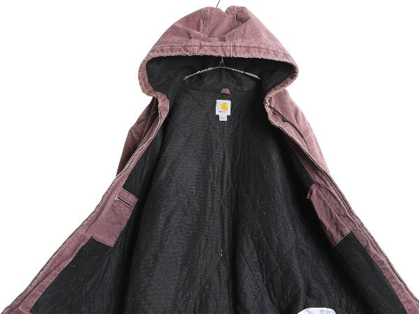 US企画 カーハート アクティブ ジャケット レディース XXL メンズ XL 程 ダック パーカー 中綿 キルティング ライナー ブルゾン フルジップ
