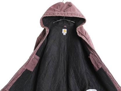 US企画 カーハート アクティブ ジャケット レディース XXL メンズ XL 程 ダック パーカー 中綿 キルティング ライナー ブルゾン フルジップ