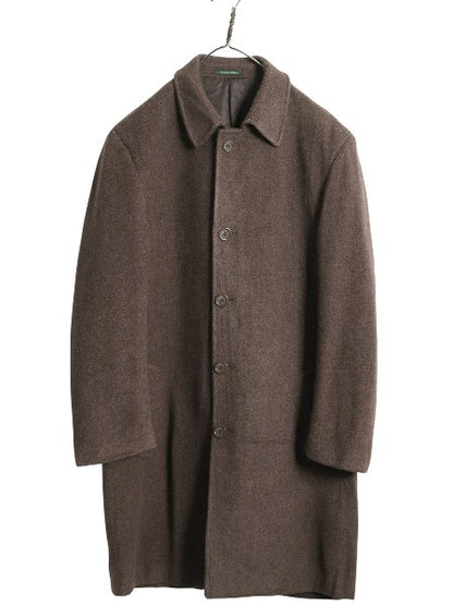 00s ローレン ラルフローレン ステンカラー コート メンズ L 程 古着 オールド ポロ ウール カシミヤ ツイード ロングコート チェスター 茶