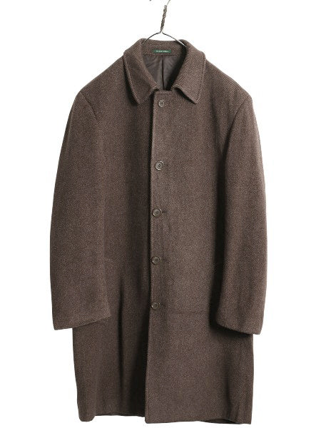 00s ローレン ラルフローレン ステンカラー コート メンズ L 程 古着 オールド ポロ ウール カシミヤ ツイード ロングコート チェスター 茶