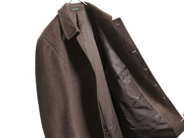 00s ローレン ラルフローレン ステンカラー コート メンズ L 程 古着 オールド ポロ ウール カシミヤ ツイード ロングコート チェスター 茶