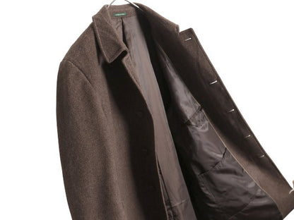 00s ローレン ラルフローレン ステンカラー コート メンズ L 程 古着 オールド ポロ ウール カシミヤ ツイード ロングコート チェスター 茶