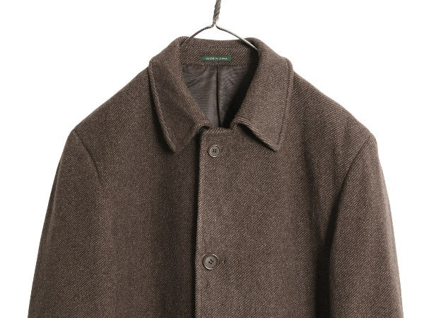 00s ローレン ラルフローレン ステンカラー コート メンズ L 程 古着 オールド ポロ ウール カシミヤ ツイード ロングコート チェスター 茶