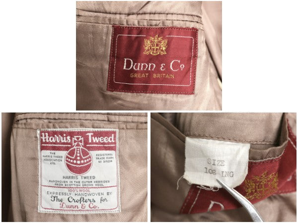 60s DUNN&Co ハリスツイード テーラード ジャケット メンズ L 古着 旧タグ ヴィンテージ ブレザー ダン社 イギリス製 厚手 ヘビーウェイト
