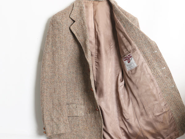 60s DUNN&Co ハリスツイード テーラード ジャケット メンズ L 古着 旧