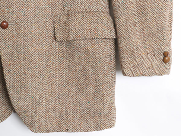 60s DUNN&Co ハリスツイード テーラード ジャケット メンズ L 古着 旧タグ ヴィンテージ ブレザー ダン社 イギリス製 厚手 ヘビーウェイト