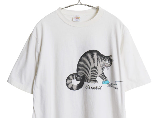 90s USA製 クリバンキャット イラスト 両面 プリント Tシャツ メンズ レディース L オールド ネコ アニマル キャラクター シングルステッチ