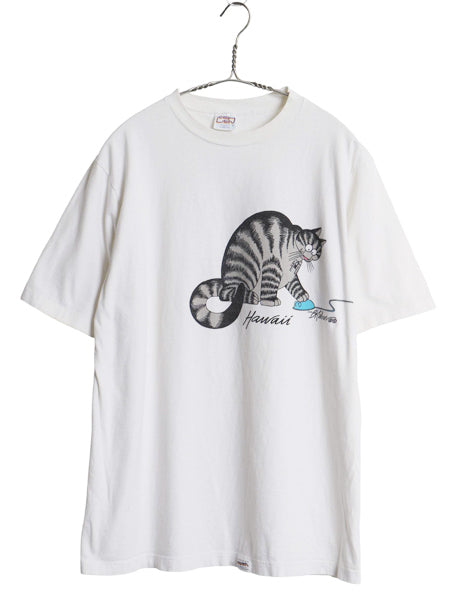 90s USA製 クリバンキャット イラスト 両面 プリント Tシャツ メンズ レディース L オールド ネコ アニマル キャラクター シングルステッチ