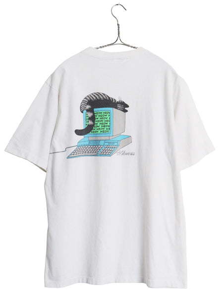90s USA製 クリバンキャット イラスト 両面 プリント Tシャツ メンズ レディース L オールド ネコ アニマル キャラクター シングルステッチ
