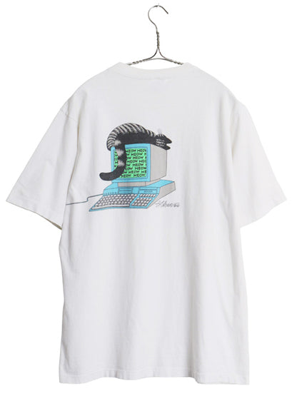 90s USA製 クリバンキャット イラスト 両面 プリント Tシャツ メンズ レディース L オールド ネコ アニマル キャラクター シングルステッチ