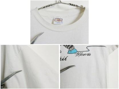 90s USA製 クリバンキャット イラスト 両面 プリント Tシャツ メンズ レディース L オールド ネコ アニマル キャラクター シングルステッチ