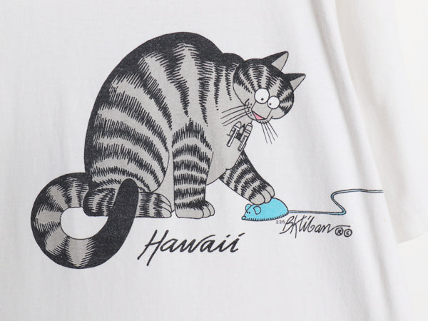 90s USA製 クリバンキャット イラスト 両面 プリント Tシャツ メンズ レディース L オールド ネコ アニマル キャラクター シングルステッチ