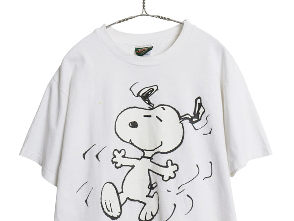 90s USA製 スヌーピー プリント Tシャツ メンズ レディース L オールド ピーナッツ オフィシャル キャラクター イラスト シングルステッチ