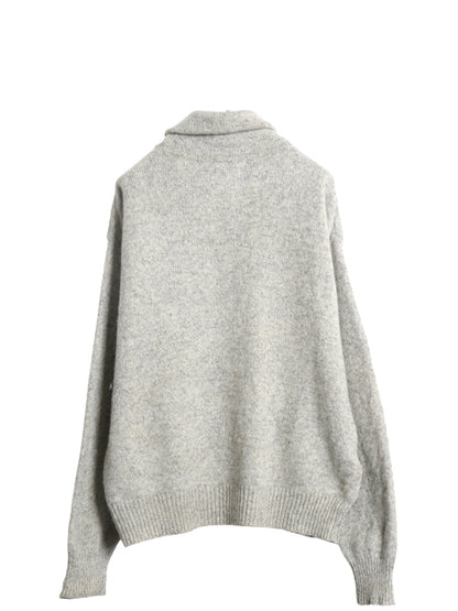 90s USA製 エディーバウアー ショールカラー ウール ニット セーター メンズ L 古着 オールド 黒タグ アウトドア プルオーバー 無地 杢 灰