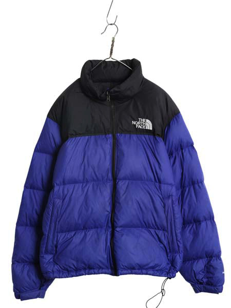 ノースフェイス ヌプシ ダウン ジャケット メンズ L / アウトドア 700フィル フルジップ ハイネック ブルゾン ジャンパー 黒 青 ツートン