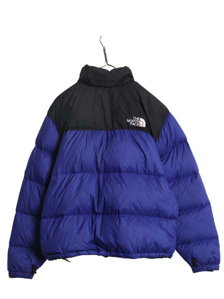 ノースフェイス ヌプシ ダウン ジャケット メンズ L / アウトドア 700フィル フルジップ ハイネック ブルゾン ジャンパー 黒 青 ツートン