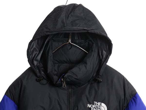 ノースフェイス ヌプシ ダウン ジャケット メンズ L / アウトドア 700フィル フルジップ ハイネック ブルゾン ジャンパー 黒 青 ツートン