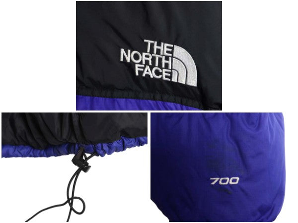 ノースフェイス ヌプシ ダウン ジャケット メンズ L / アウトドア 700フィル フルジップ ハイネック ブルゾン ジャンパー 黒 青 ツートン