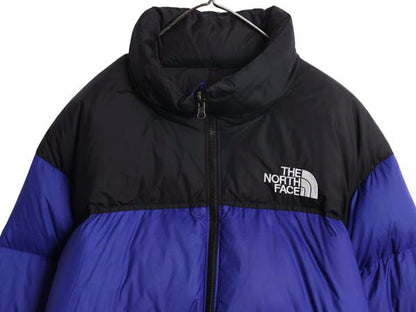 ノースフェイス ヌプシ ダウン ジャケット メンズ L / アウトドア 700フィル フルジップ ハイネック ブルゾン ジャンパー 黒 青 ツートン