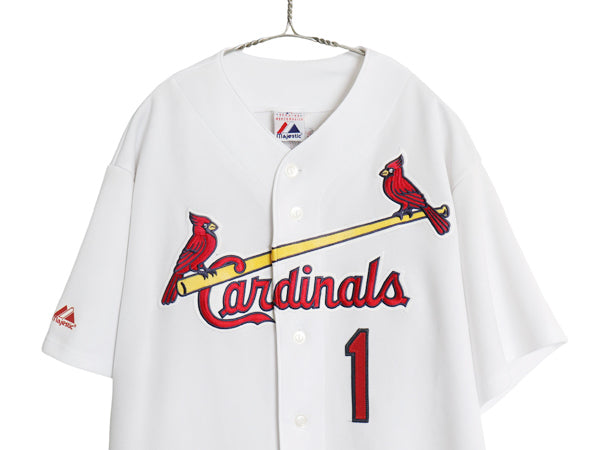 カージナルス ベースボール シャツ メンズ XL / MLB オフィシャル マジェスティック 大リーグ ユニフォーム ゲームシャツ 大きいサイズ 白