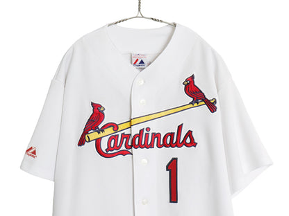 カージナルス ベースボール シャツ メンズ XL / MLB オフィシャル マジェスティック 大リーグ ユニフォーム ゲームシャツ 大きいサイズ 白