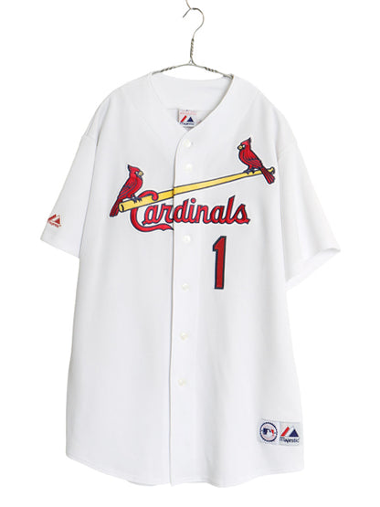 カージナルス ベースボール シャツ メンズ XL / MLB オフィシャル マジェスティック 大リーグ ユニフォーム ゲームシャツ 大きいサイズ 白