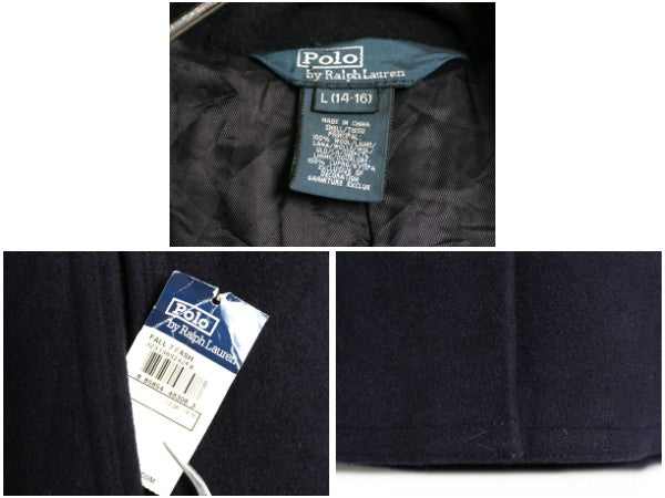 90s デッドストック 00s ポロ ラルフローレン Pコート キッズ L メンズ S ミリタリー USN ヴィンテージ ネイビー タイプ 8ボタン 13スター