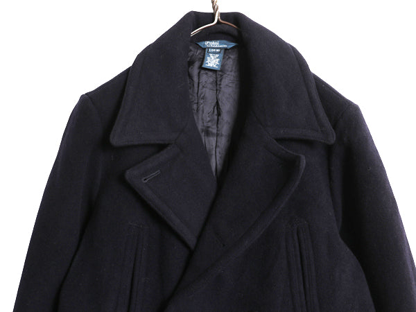 90s デッドストック 00s ポロ ラルフローレン Pコート キッズ L メンズ S ミリタリー USN ヴィンテージ ネイビー タイプ 8ボタン 13スター