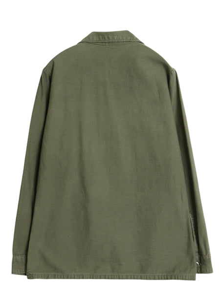 70s 米軍実物 US ARMY コットン サテン ユーティリティ シャツ S / 75年製 ヴィンテージ OG107 シャツ袖 4th 軍物 ミリタリー 長袖シャツ