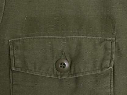 70s 米軍実物 US ARMY コットン サテン ユーティリティ シャツ S / 75年製 ヴィンテージ OG107 シャツ袖 4th 軍物 ミリタリー 長袖シャツ