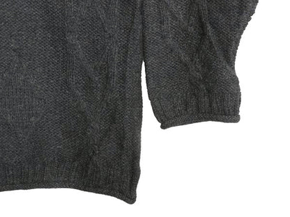 アイルランド製 aran crafts ロールネック ケーブル ニット セーター メンズ XL / ウール ローゲージ ハイネック 無地 大きいサイズ 濃灰