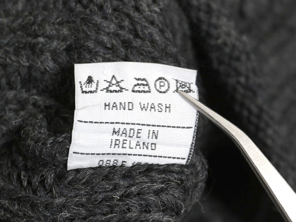 アイルランド製 aran crafts ロールネック ケーブル ニット セーター メンズ XL / ウール ローゲージ ハイネック 無地 大きいサイズ 濃灰