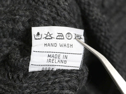 アイルランド製 aran crafts ロールネック ケーブル ニット セーター メンズ XL / ウール ローゲージ ハイネック 無地 大きいサイズ 濃灰