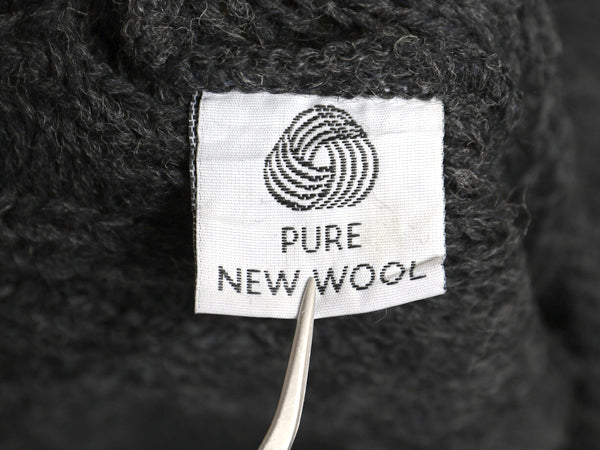 アイルランド製 aran crafts ロールネック ケーブル ニット セーター メンズ XL / ウール ローゲージ ハイネック 無地 大きいサイズ 濃灰