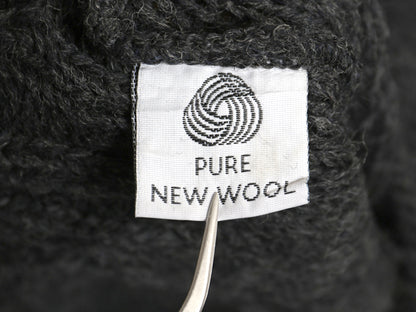 アイルランド製 aran crafts ロールネック ケーブル ニット セーター メンズ XL / ウール ローゲージ ハイネック 無地 大きいサイズ 濃灰