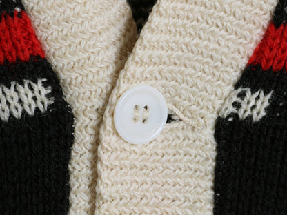 50s Kandahar デザイン ニット カーディガン メンズ M 古着 ヴィンテージ ウール セーター ポケット付き 前開き 羽織り 重ね着 ナチュラル