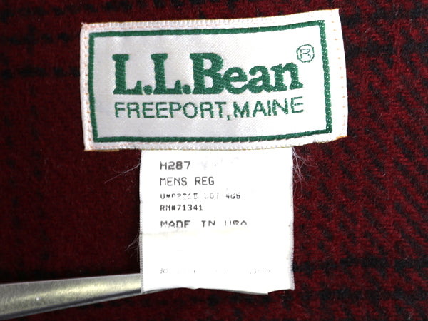 80s USA製 エルエルビーン オンブレ チェック ウール ハーフ コート メンズ M / 古着 アウトドア ヴィンテージ ジャケット ツートン 赤 黒