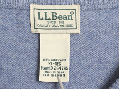 エルエルビーン ニット セーター メンズ XL / ラム ウール 長袖ニット クルーネック 無地 シンプル カジュアル ハイゲージ 大きいサイズ 青