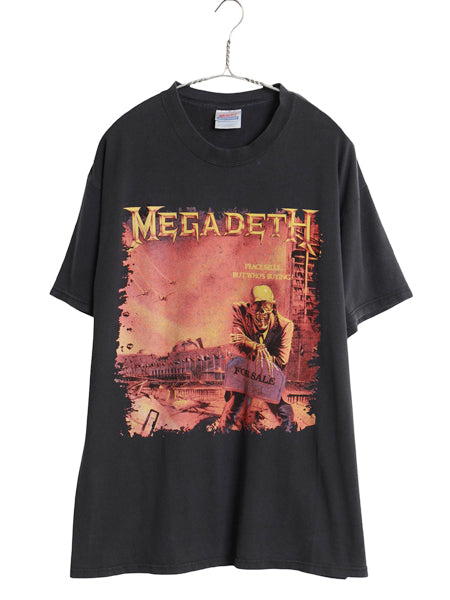 00s メガデス スカル イラスト プリント Tシャツ メンズ L 当時物 オールド オフィシャル バンド ロック メタル グラフィック ヘインズ 黒
