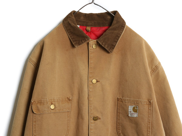 70s 80s USA製 ★ カーハート チョア コート メンズ XL 古着 ヴィンテージ ダック ジャケット カバーオール キルティング ライナー付き 茶