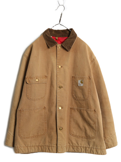 70s 80s USA製 ★ カーハート チョア コート メンズ XL 古着 ヴィンテージ ダック ジャケット カバーオール キルティング ライナー付き 茶