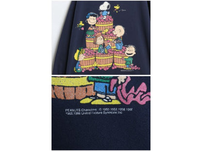 90s USA製 スヌーピー プリント スウェット メンズ レディース XL / オールド ピーナッツ オフィシャル キャラクター トレーナー 裏起毛 紺